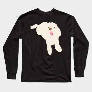 Smiling White Fluffy Maltipoo Dog Long Sleeve T-Shirt